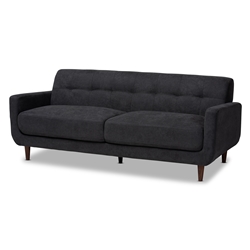 Baxton Studio Allister Mid-Century Modern Dark Grey Fabric Upholstered Sofa
